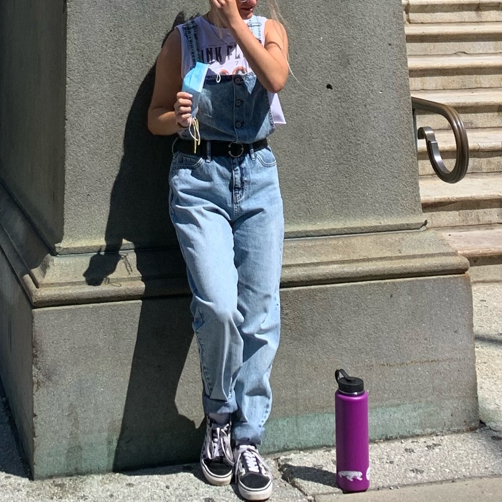Button up mom overalls